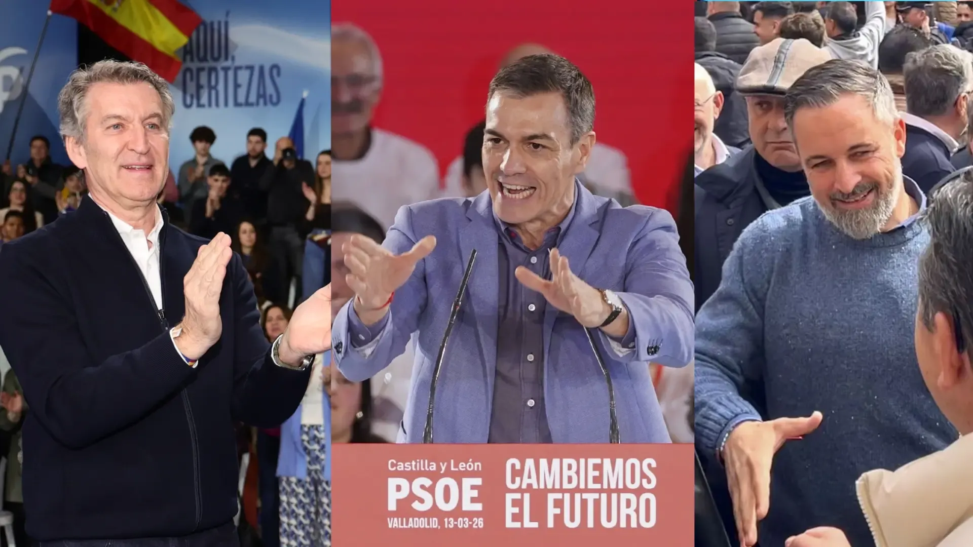 Fin de campaña en Castilla y León: Sánchez promete paliar efectos de la guerra y Feijóo pide el voto ante un Vox que "merece castigo"